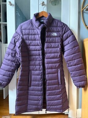 Women's Purple Long Quilted Puffer Coat